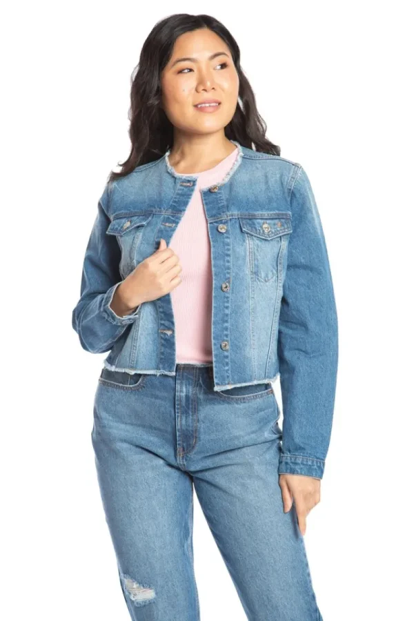 Kvinnor Juicy Couture Big Bling Raw Collar Jeansjacka