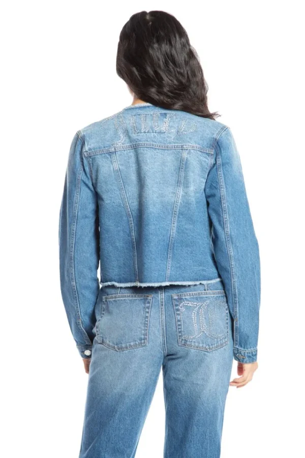 Kvinnor Juicy Couture Big Bling Raw Collar Jeansjacka