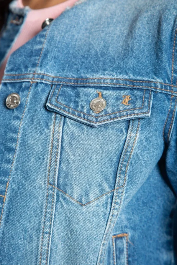 Kvinnor Juicy Couture Big Bling Raw Collar Jeansjacka