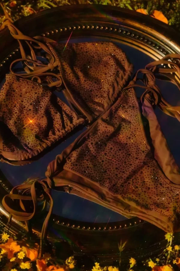Kvinnor Juicy Couture Getstonned Rhinestone String Bikinitopp