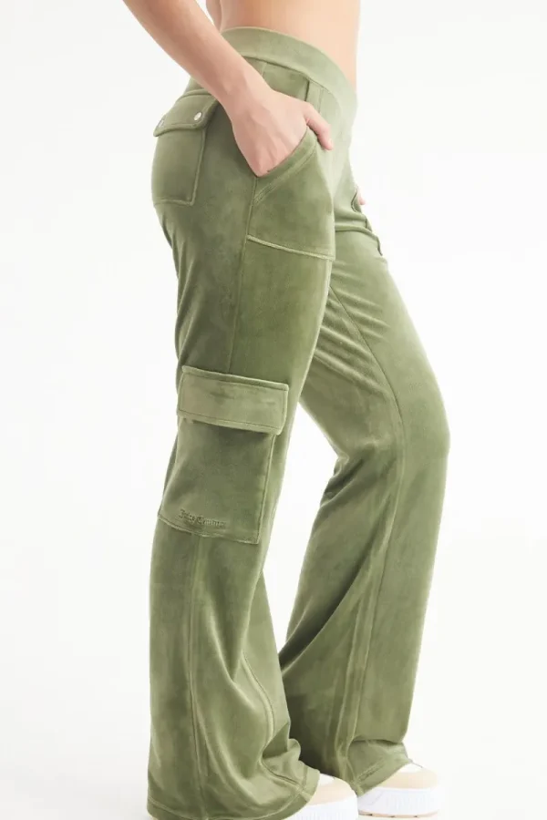 Kvinnor Juicy Couture Lag Tajt Snap Pocket Velour Cargo Byxor