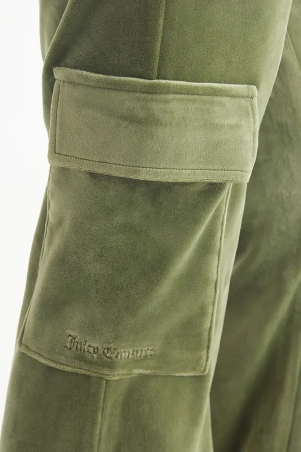Kvinnor Juicy Couture Lag Tajt Snap Pocket Velour Cargo Byxor