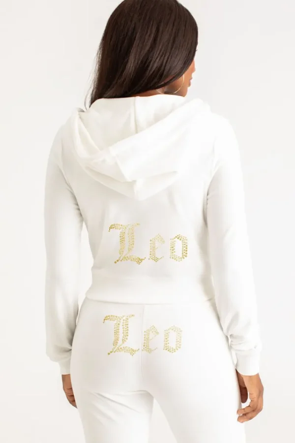 Kvinnor Juicy Couture Leo Big Bling Velour Hoodie