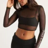 Kvinnor Juicy Couture Liten Bling Mesh Mockneck Topp