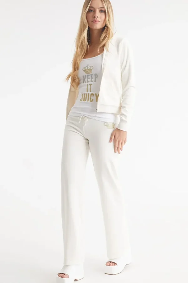 Kvinnor Juicy Couture Malibu Crown Logotyp Bomullsvelour Träningsbyxor