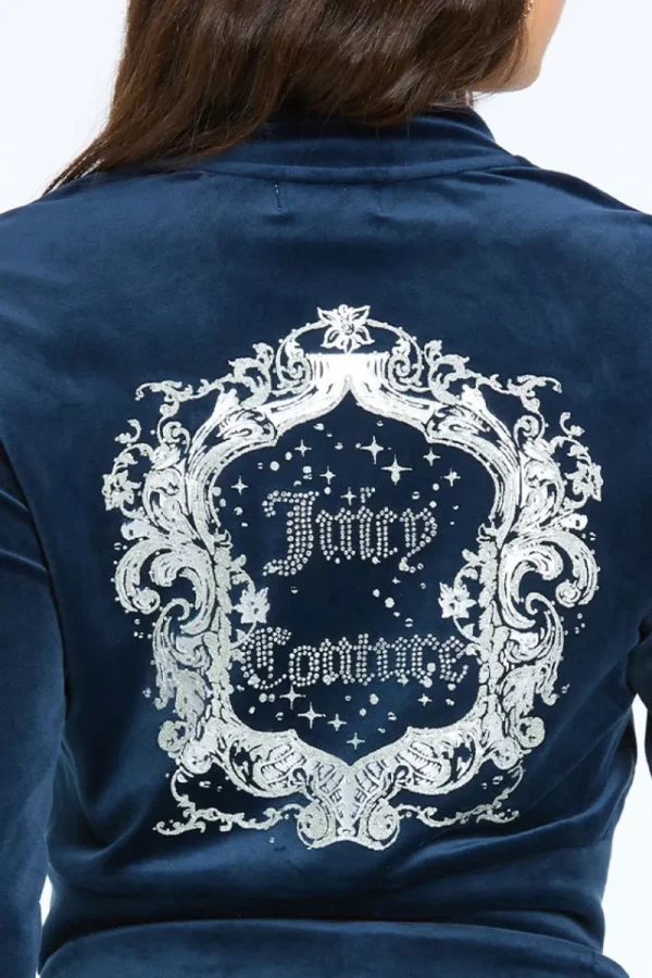 Kvinnor Juicy Couture Monogram Cropped Velour Bomberjacka