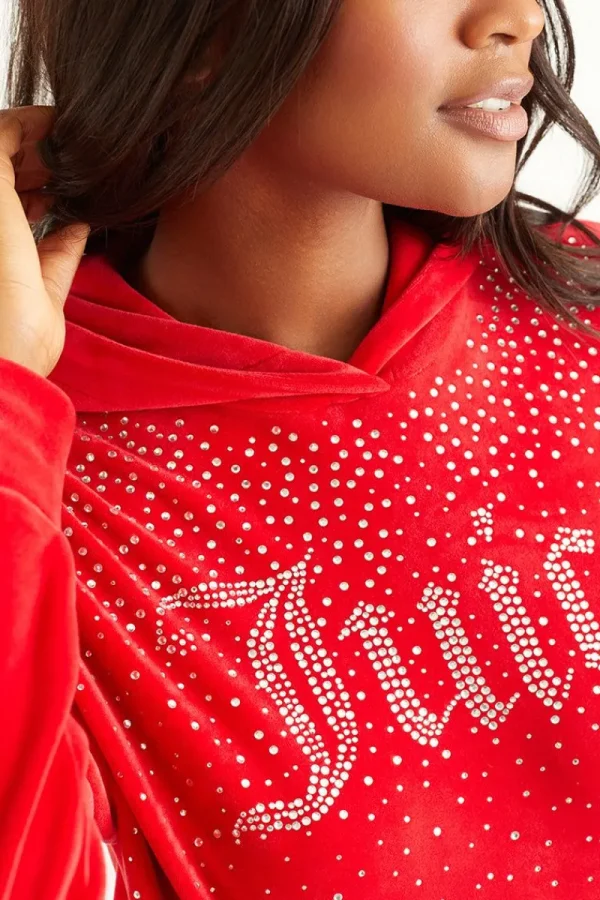 Kvinnor Juicy Couture Oversized Big Bling Hoodie Med Strass