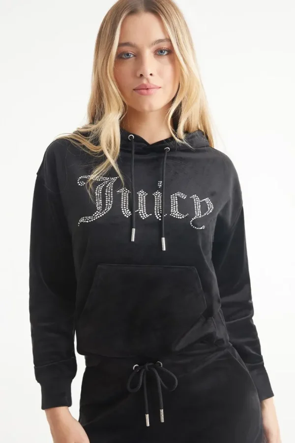 Kvinnor Juicy Couture Oversized Big Bling Velour Hoodie