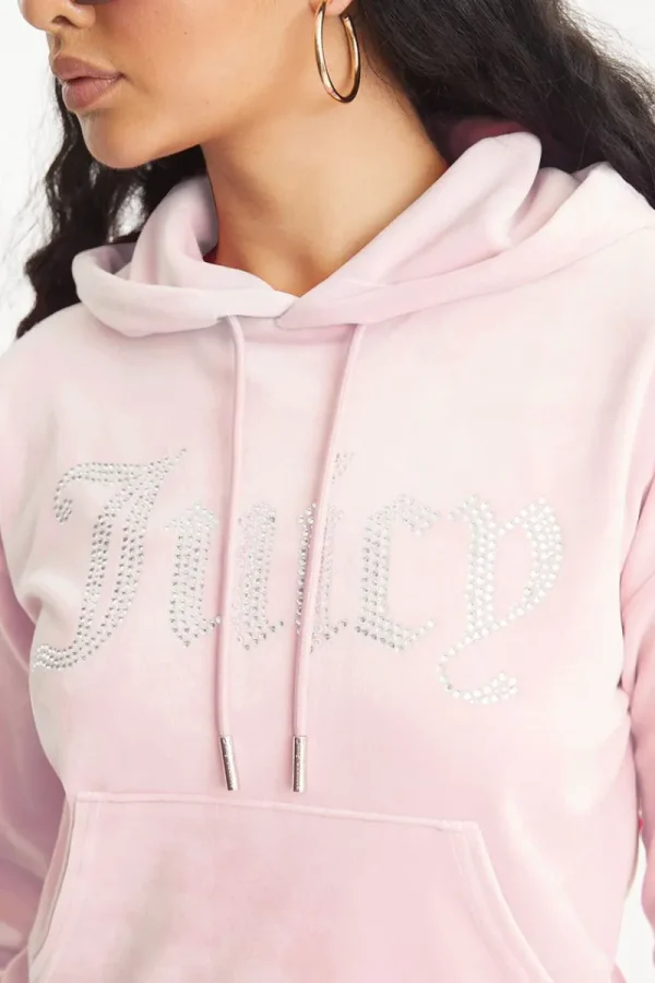 Kvinnor Juicy Couture Oversized Big Bling Velour Hoodie