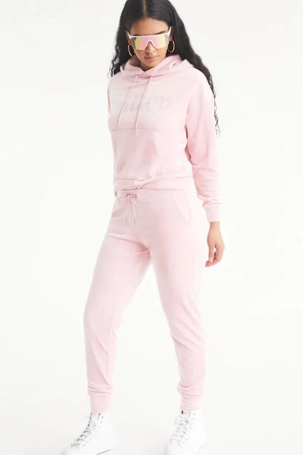 Kvinnor Juicy Couture Oversized Big Bling Velour Hoodie