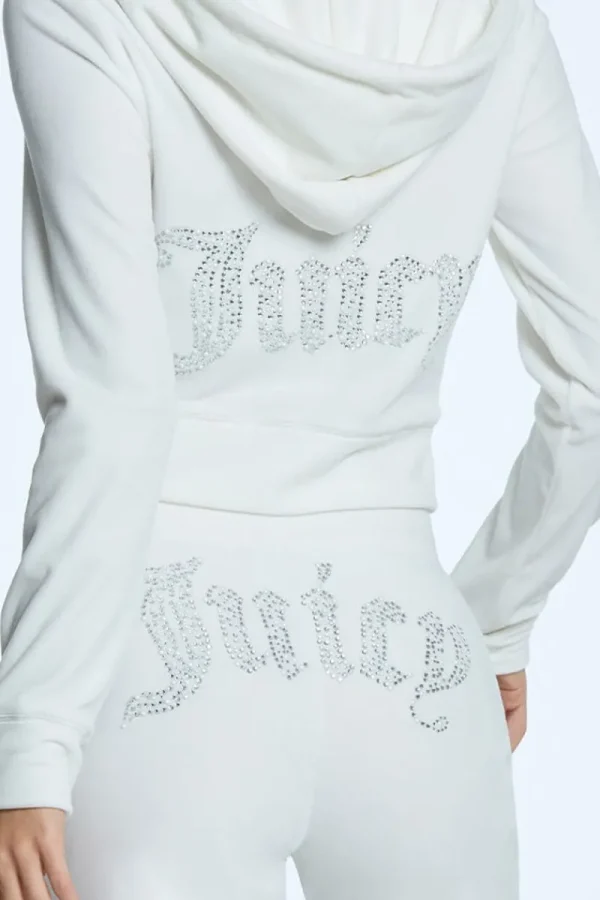 Kvinnor Juicy Couture Pearly Big Bling Velour Hoodie
