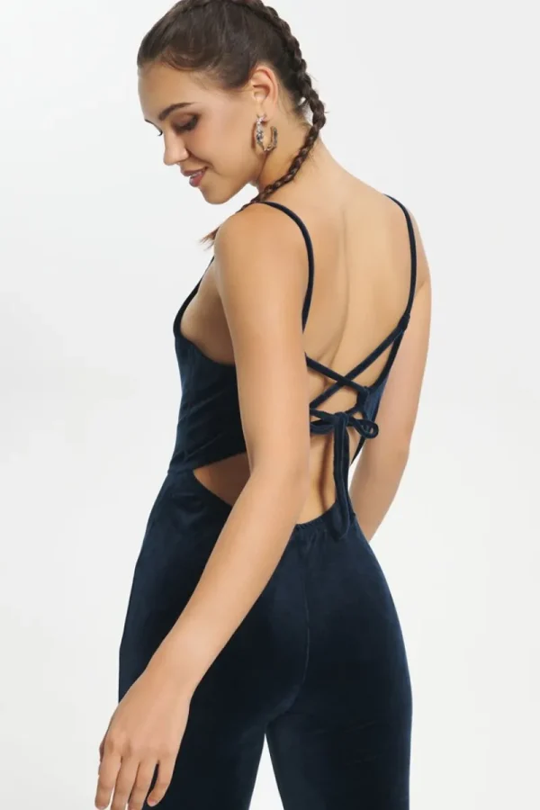 Kvinnor Juicy Couture Strappy Script Velour Jumpsuit